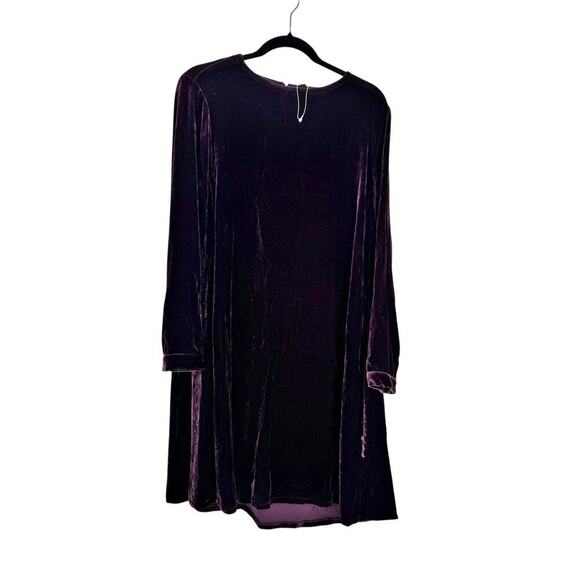 Eileen Fisher Velvet Crew Neck Easy Fit Knee Length Dress Purple Size S NWT - Picture 5 of 12